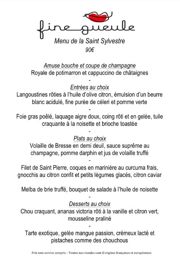 menu 31 dec fine gueule